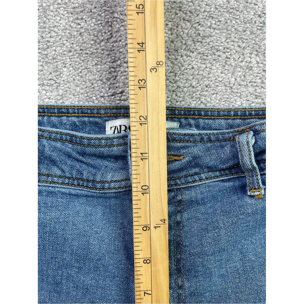 Zara Jeans Women’s 6 Blue Slim Fit Wide Leg Super High Rise Medium Wash Denim - Picture 7 of 10